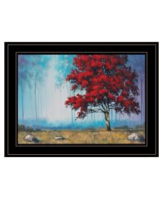 "Red Tree" by Tim Gagnon, Ready to Hang Framed Print, Black Frame