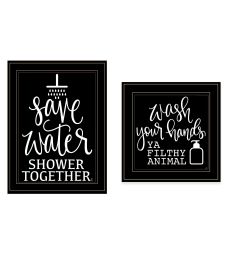 "Wash Up" 2-Piece Vignette by Fearfully Made Creations, Ready to Hang Framed Print, Black Frame