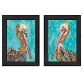 "Pelicans" 2-Piece Vignette By Lisa Morales, Black Frame