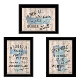 "Bathroom Humor" 3-Piece Vignette By Debbie DeWitt, Black Frame