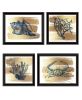 "Gold Sea Collection" 3-Piece Vignette By Bluebird Barn, Ready to Hang Framed Print, Black Frame