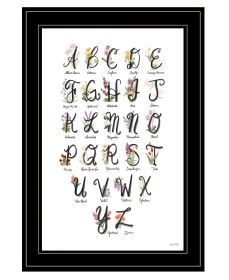 "Flower Alphabet" by House Fenway, Ready to Hang Framed Print, Black Frame