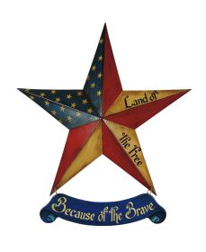 24 inch Americana Star Wooden Banner Wall D√©cor