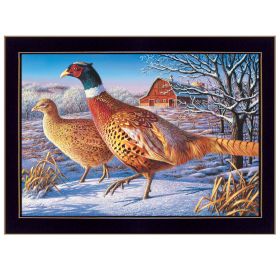 "Frosty Morning Ringnecks" by Kim Norlien, Ready to Hang Framed Print, Black Frame