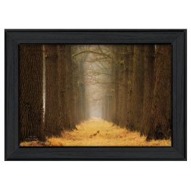 "Yellow Path" By Martin Podt, Printed Wall Art, Ready To Hang Framed Poster, Black Frame