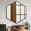 24 Inch Hexagon Modern Geometric Hanging Accent Wall Mirror, Metal Frame, Black