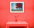 "Red Tree" by Tim Gagnon, Ready to Hang Framed print, White Frame