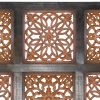 Decorative Mango Wood Wall Panel with Cutout Flower Pattern, Brown