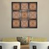 Decorative Mango Wood Wall Panel with Cutout Flower Pattern, Brown