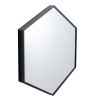 24 Inch Hexagon Modern Geometric Hanging Accent Wall Mirror, Metal Frame, Black