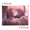 Pink Clouds Crescent Moon Wall Art Backdrop Tapestry Bedroom Dorm Bedside Wall Fake Window Tapestry Decor,59x51 inch