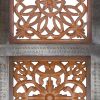 Decorative Mango Wood Wall Panel with Cutout Flower Pattern, Brown