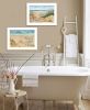 "Sand Castle & Footprints" 2-Piece Vignette by Pam Britton, Ready to Hang Framed Print, White Frame