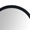 28 Inch Round Wooden Floating Beveled Wall Mirror, Black