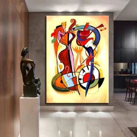 Hand Oil Painting Painted Vertical Abstract Pop Art Modern Rolled Canvas Living Room hallway bedroom luxurious decorative painting (size: 50X70cm)