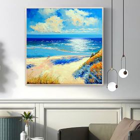 Handmade Oil Painting Canvas Wall Art Decor Original The Blue Ocean Abstract Scenery Painting for Home Decor  Living Room hallway bedroom luxurious de (size: 150x150cm)