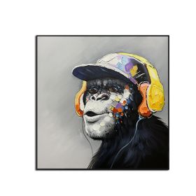 Top Artist Pure Hand-painted High Quality Modern Art Gorilla Oil Painting on Canvas Abstract Funny Animal Monkey Oil Painting No Framed (size: 150x150cm)