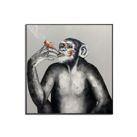 Large Hand painted Colorful Monkey Oil Paintings Handsome Animal Pictures wall art Gorilla Canvas Painting caudros picture for living room No Frame (size: 100x100cm)