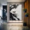 Hand Painted Oil Painting Abstract Black And White Face oil Painting Black White Wall Art Large Black And White Painting Living Room Hallway Bedroom L