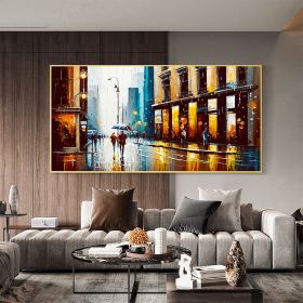 Hand Painted Oil Painting Abstract Urban Rain Scene oil Painting On Canvas Original Wall Decor Modern Cityscape Painting Large Wall Art Living room Ho (style: 1, size: 60x120cm)