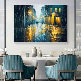 Hand Painted Oil Painting Original Urban Rain Scene oil Painting On Canvas Modern Wall Art Abstract Cityscape Painting Custom Home Decor Living room W (style: 1, size: 50X70cm)