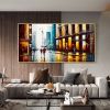 Hand Painted Oil Painting Abstract Urban Rain Scene oil Painting On Canvas Original Wall Decor Modern Cityscape Painting Large Wall Art Living room Ho