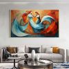 Hand Painted Oil Painting Abstract Beautiful Woman Oil Painting on Canvas Large Wall Art Original Blue Decor Minimalist Art Custom Painting Modern Liv