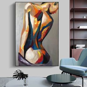 Handpainted large Sexy Naked Back Wall Art Sexy Girl woman Modern Abstract Nude Oil Painting on Canvas Home Entryway Living Room Bedroom Luxurious Dec (style: 1, size: 50X70cm)