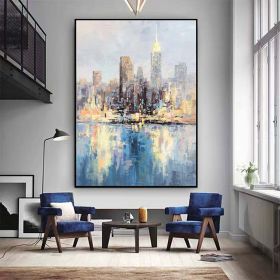 Hand Painted Oil Painting Modern city Wall art City Landscape Oil Painting Rain Day Painting Street Scene Painting Impressionism Painting Original cit (style: 1, size: 50X70cm)