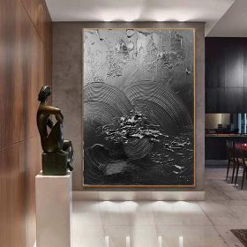 Hand Painted Oil Painting Black Acrylic Paintings Large Black 3D Textured Painting Abstract Black Painting Minimalist Abstract Wall Art for Living Roo (style: 1, size: 90x120cm)