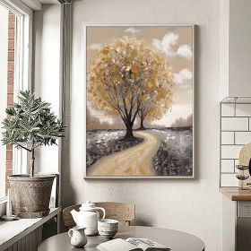 Hand Painted Oil Painting Abstract Blooming Tree Landscape Oil Painting On Canvas Nature Forest Wall Art Original Autumn Forest Landscape Art Living r (style: 1, size: 50X70cm)