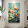 Hand Painted Oil Painting Large Abstract Lotus Oil Painting on Canvas Original Carp Painting Custom Wall Decor Living room Home Decor Large Pond Scene