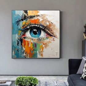 Hand Painted Oil Painting Palette Knife Eye painting Modern decorative painting Extra abstract wall art Oversized wall art face painting Bedroom Livin (style: 1, size: 60x60cm)