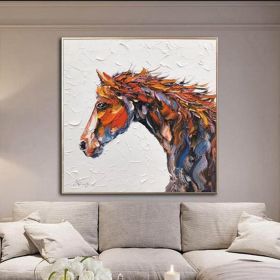 Hand Painted Oil Painting Abstract Horse Painting Large Oil Painting Horse Wall Art Original Horse Painting Horse Portrait Art Palette Knife Painting (style: 1, size: 60x60cm)