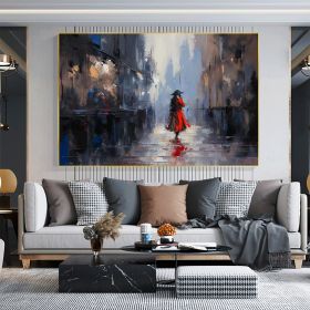 Hand Painted Oil Painting Abstract Cityscape Oil Painting On Canvas Original Woman In Red Painting Living Room Wall Decor Female Portrait Painting Lar (style: 1, size: 60x90cm)