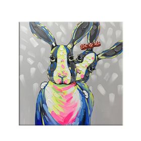 Color Animal Rabbit Abstract Art Wall Painting Modern Living Room Bedroom Home Decoration Frameless Poster (size: 60x60cm)