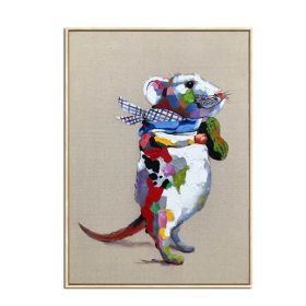 Wall Art Handmade Colored Mouse Oil Painting On Canvas Living Room Home Decor Wall pictures Hand Painted Animal Pictures No Frame (size: 60x90cm)