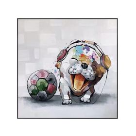 Cute Dog Baby Graffiti Oil Painting Abstract Art Animal Pet Canvas Posters Wall Pictures for Living Room Home Decoration (size: 100x100cm)