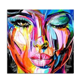 Francoise Nielly face oil painting wall art pictures portrait Impasto figure Palette Knife on Canvas Cuadros Cuadros Decoration (size: 90x90cm)