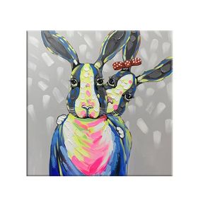 Color Animal Rabbit Abstract Art Wall Painting Modern Living Room Bedroom Home Decoration Frameless Poster (size: 90x90cm)