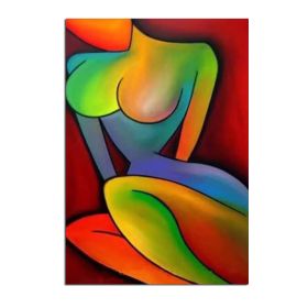 Top Skill Handmade Modern Abstract Portrait Beautiful Colorful Sexy Nude Figure Wall Art Oil Painting on Canvas for Home Decor (size: 150x220cm)