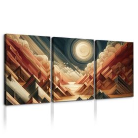 3 Panels Framed Abstract Wood Grain Boho Style Mountain & Forest Canvas Wall Art Decor,3 Pieces Mordern Canvas Decoration Painting for Office,Dining r (Color: as Pic)