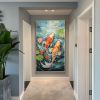 Hand Painted Oil Painting Original Carp Oil Painting on Canvas Large Wall Art Abstract Pond Scenery Wall Art Decor Modern Lotus Painting Living room W