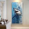 Hand Painted Oil Painting Original Shark Oil Painting on Canvas Custom Animal Painting Large Modern Wall Art Abstract Blue Ocean Art Decor Living room