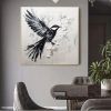 Hand Painted Oil Painting Abstract Bird oil Painting in Black And White Palette Knife Black White Wall Art Large Black And White Painting textured abs