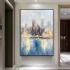 Hand Painted Oil Painting Modern city Wall art City Landscape Oil Painting Rain Day Painting Street Scene Painting Impressionism Painting Original cit