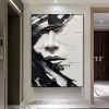 Hand Painted Oil Painting Abstract Black And White Face oil Painting Black White Wall Art Large Black And White Painting Living Room Hallway Bedroom L