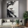 Hand Painted Oil Painting Abstract Black And White Face oil Painting Black White Wall Art Large Black And White Painting Living Room Hallway Bedroom L