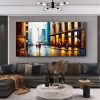 Hand Painted Oil Painting Abstract Urban Rain Scene oil Painting On Canvas Original Wall Decor Modern Cityscape Painting Large Wall Art Living room Ho