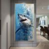 Hand Painted Oil Painting Original Shark Oil Painting on Canvas Custom Animal Painting Large Modern Wall Art Abstract Blue Ocean Art Decor Living room